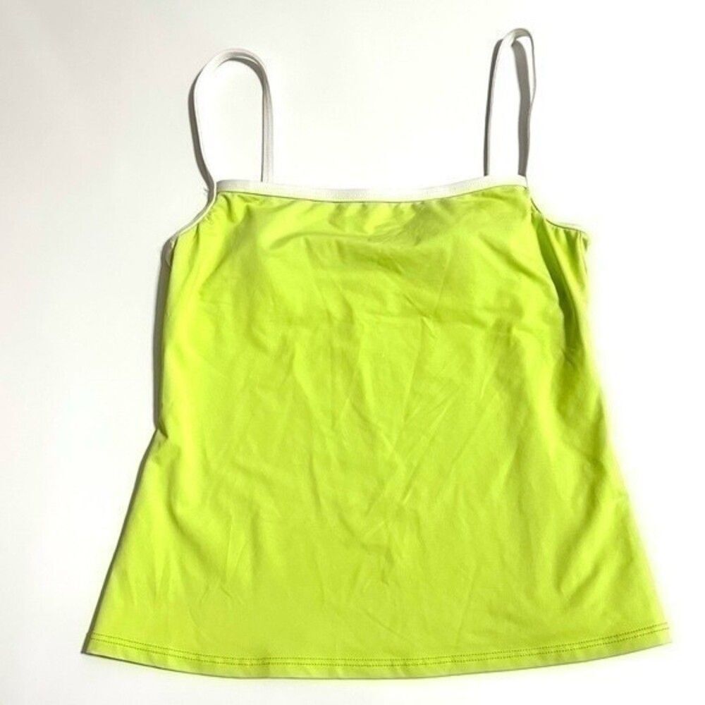 LA BLANCA Women’s size 8 bright yellow white strap tankini bikini top 334B3